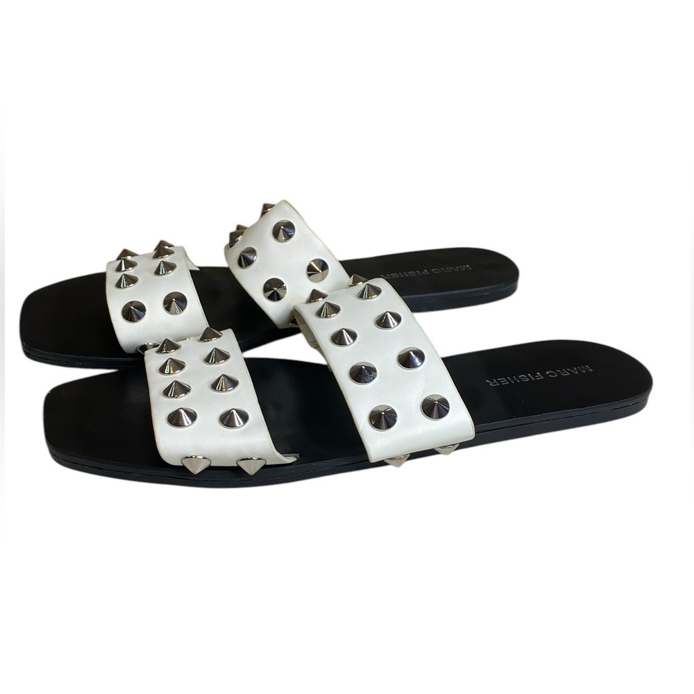 Marc Fisher Bolive White Vegan Studded Flat Sandal Women’s Size 9M - Picture 6 of 12